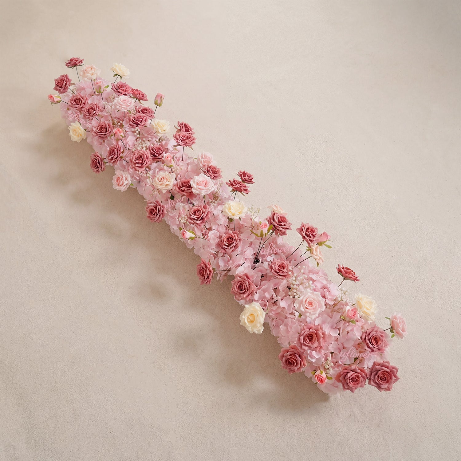 Uflower Pink Rose Floral Square Arch Wedding Party Backdrop Decoration SET80236