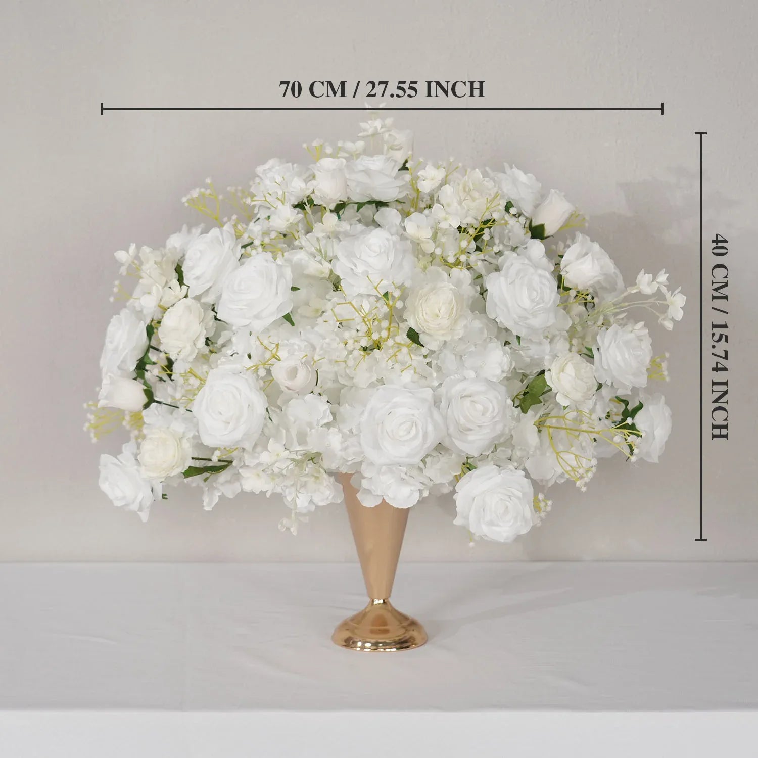 Uflower White Rose Baby's Breath Flower Ball For Table Centerpieces MB80080 - Uflower