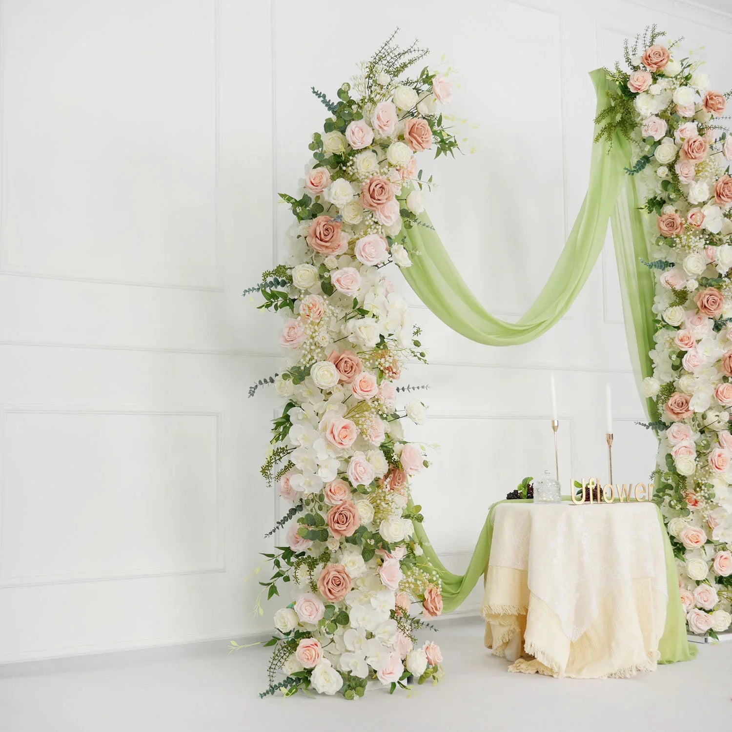 Uflower White 5D Horn Arch Flower Wedding Decor SET80060 - Uflower