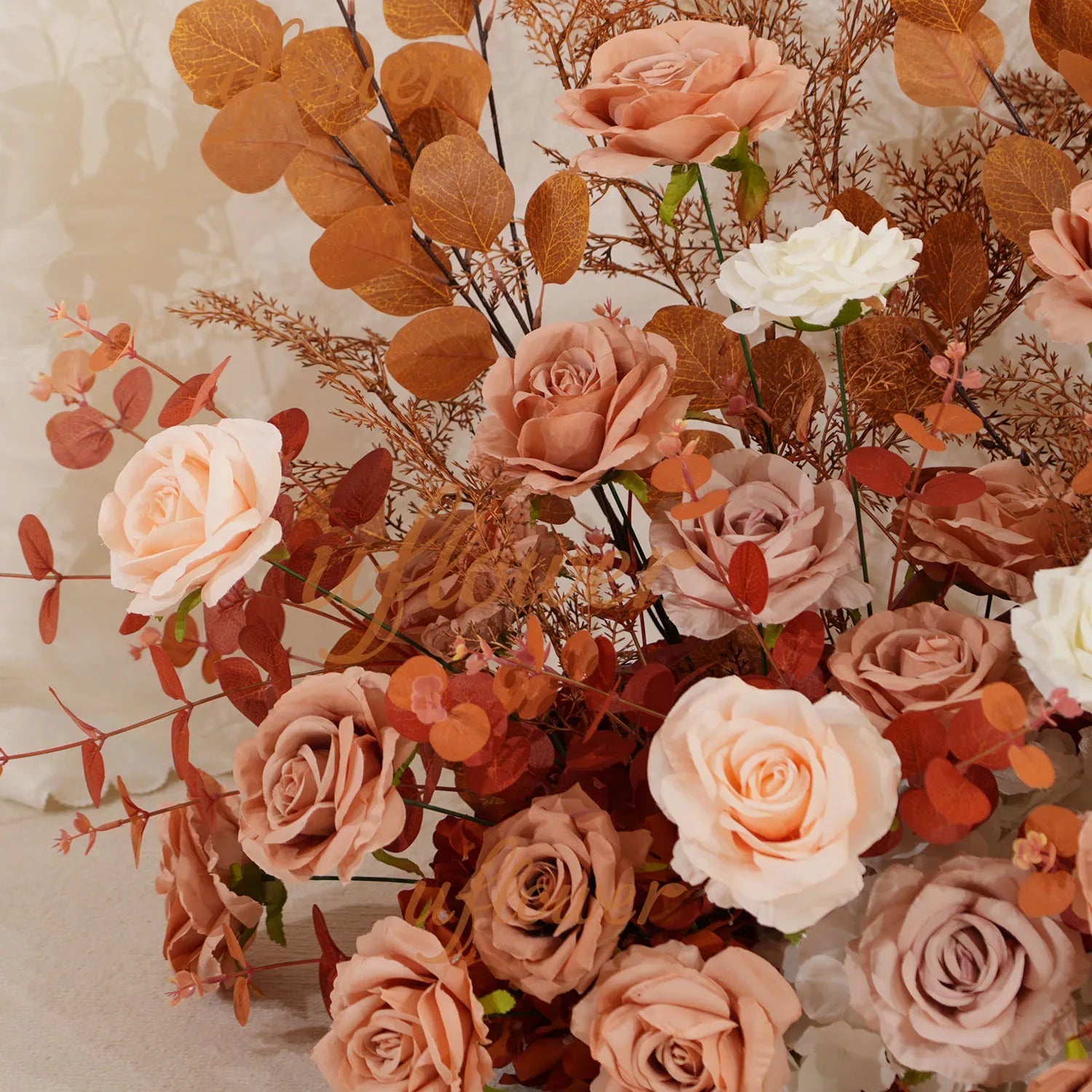 Uflower Coffee Fall Rose Hang Flower Floor Floral Wedding Party Event Props SET80154 - Uflower