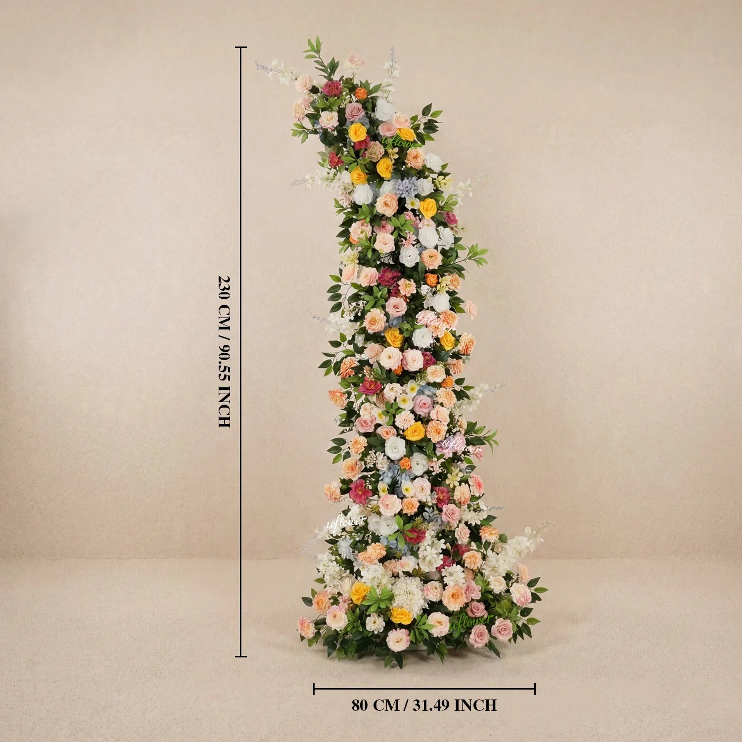 Uflower Colorful Floral Arrangement Horn Arch Wedding Backdrop Props SET80242-01