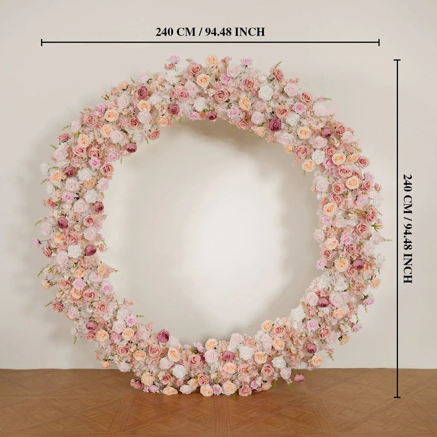 Uflower Pink White Rose Flower Arrangement Table Runner Wedding Round Arch SET80184 - Uflower