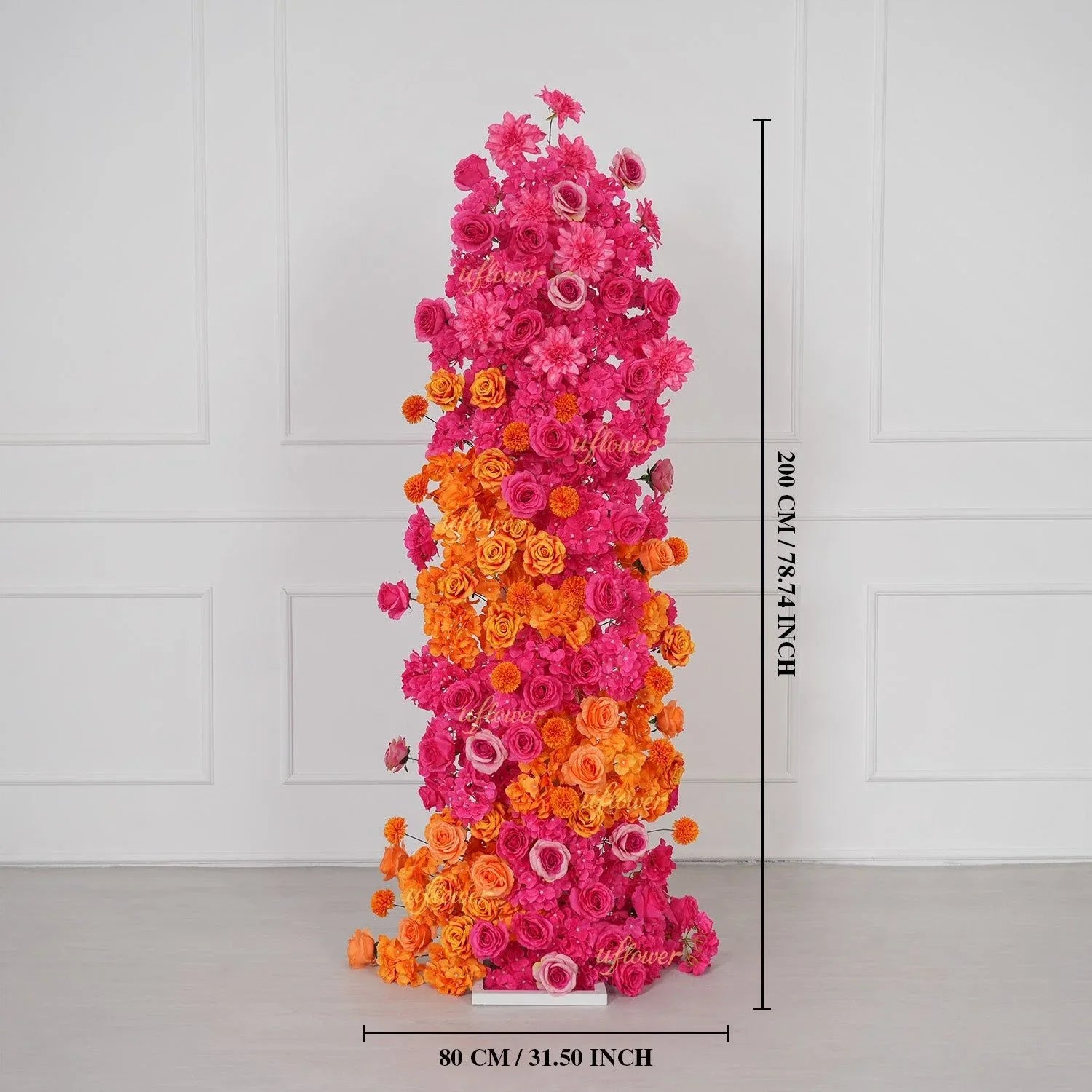Uflower Rose Red Orange Flower Wedding Backdrop Arch Floral Arrangement SET80202 - Uflower