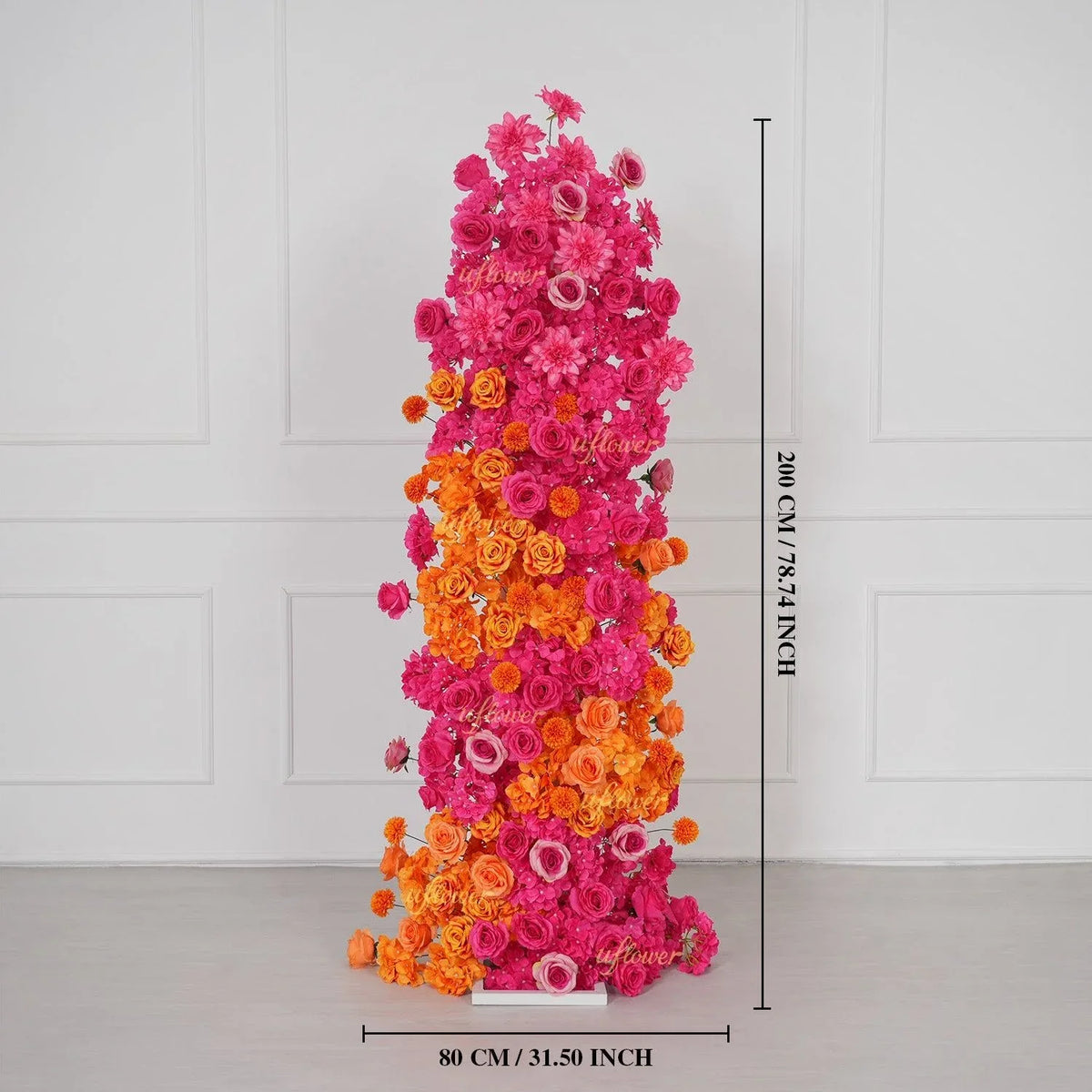 Uflower Rose Red Orange Flower Wedding Backdrop Arch Floral Arrangement SET80202 - Uflower