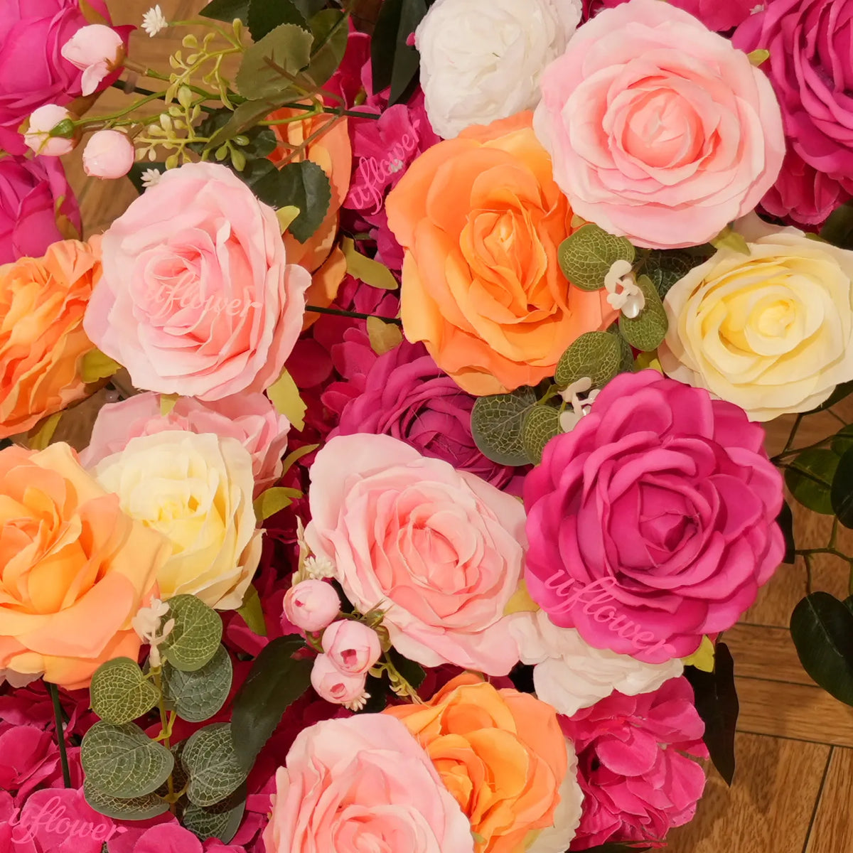Uflower Orange Pink Table Runner Sofa Floral Wedding Backdrop Decor MC80096-03