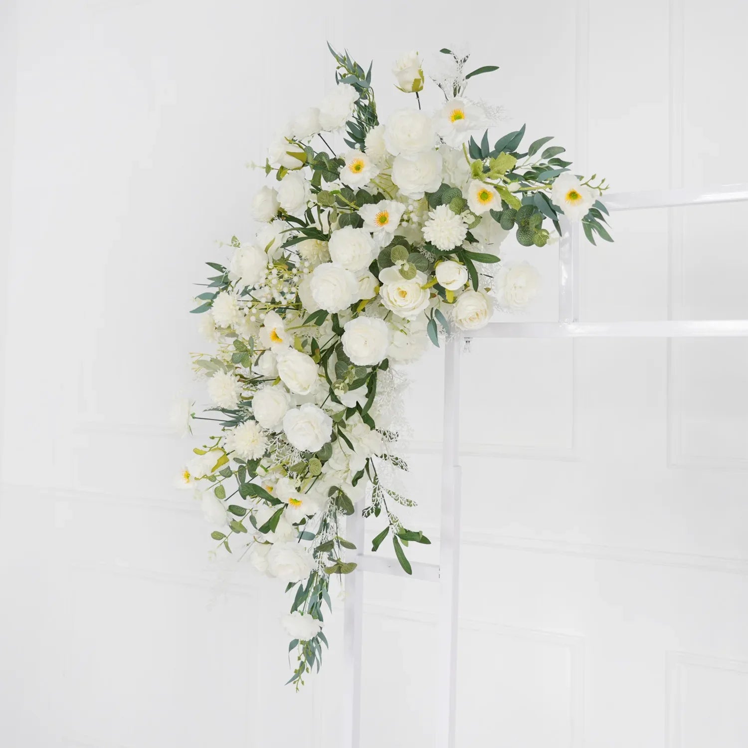 Artificial White Green Wedding KT Backdrop Flower Row Decor SET80075 - Uflower