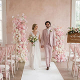 Uflower Artificial Pink White Wedding KT Backdrop Flower Row Decor SET80126 - Uflower
