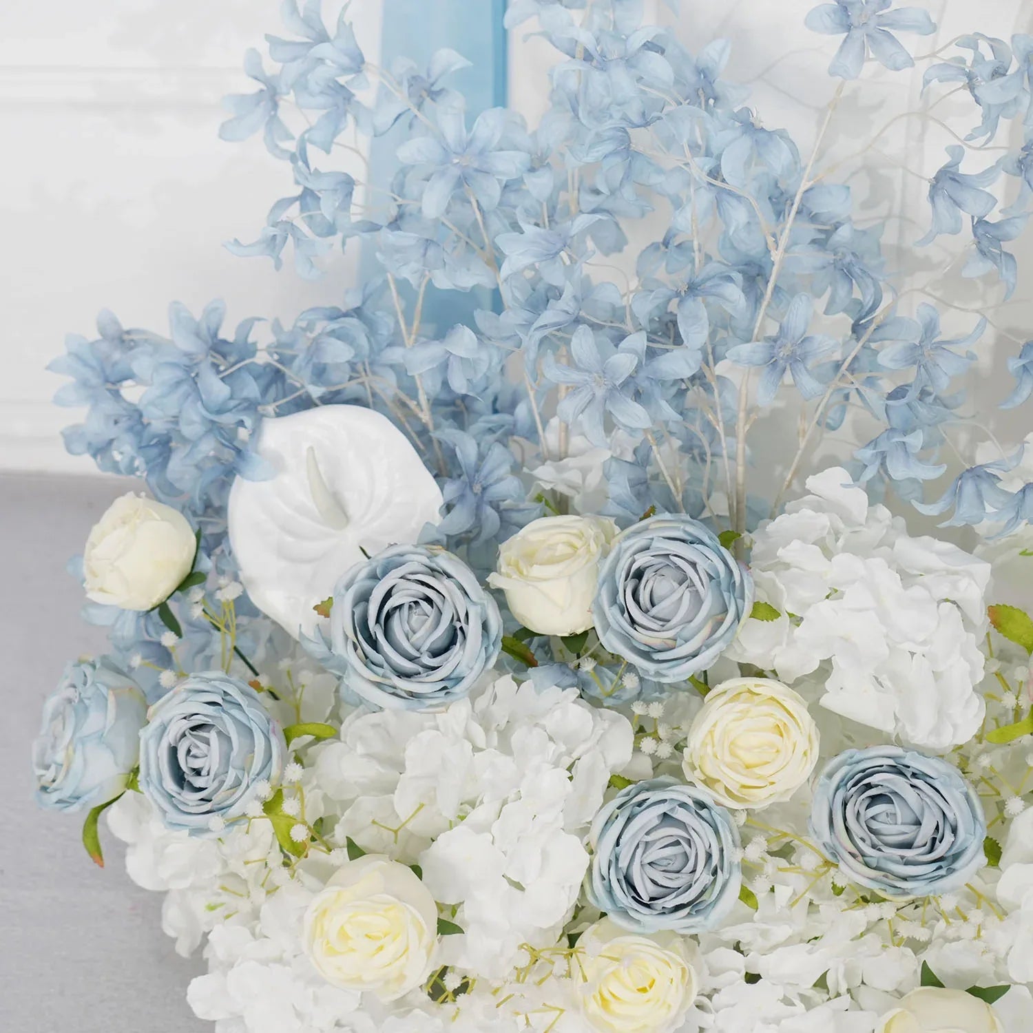 Uflower Blue White Flower Wedding Backdrop Arch Floral Arrangement SET80121 - Uflower