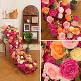 Uflower Orange Pink Table Runner Sofa Floral Wedding Backdrop Decor MC80096-03