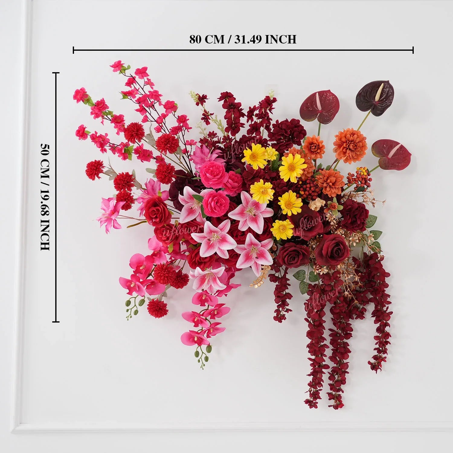 Uflower Red Pink Flower Arrangement Wedding Party Backdrop Floral Props SET80190 - Uflower