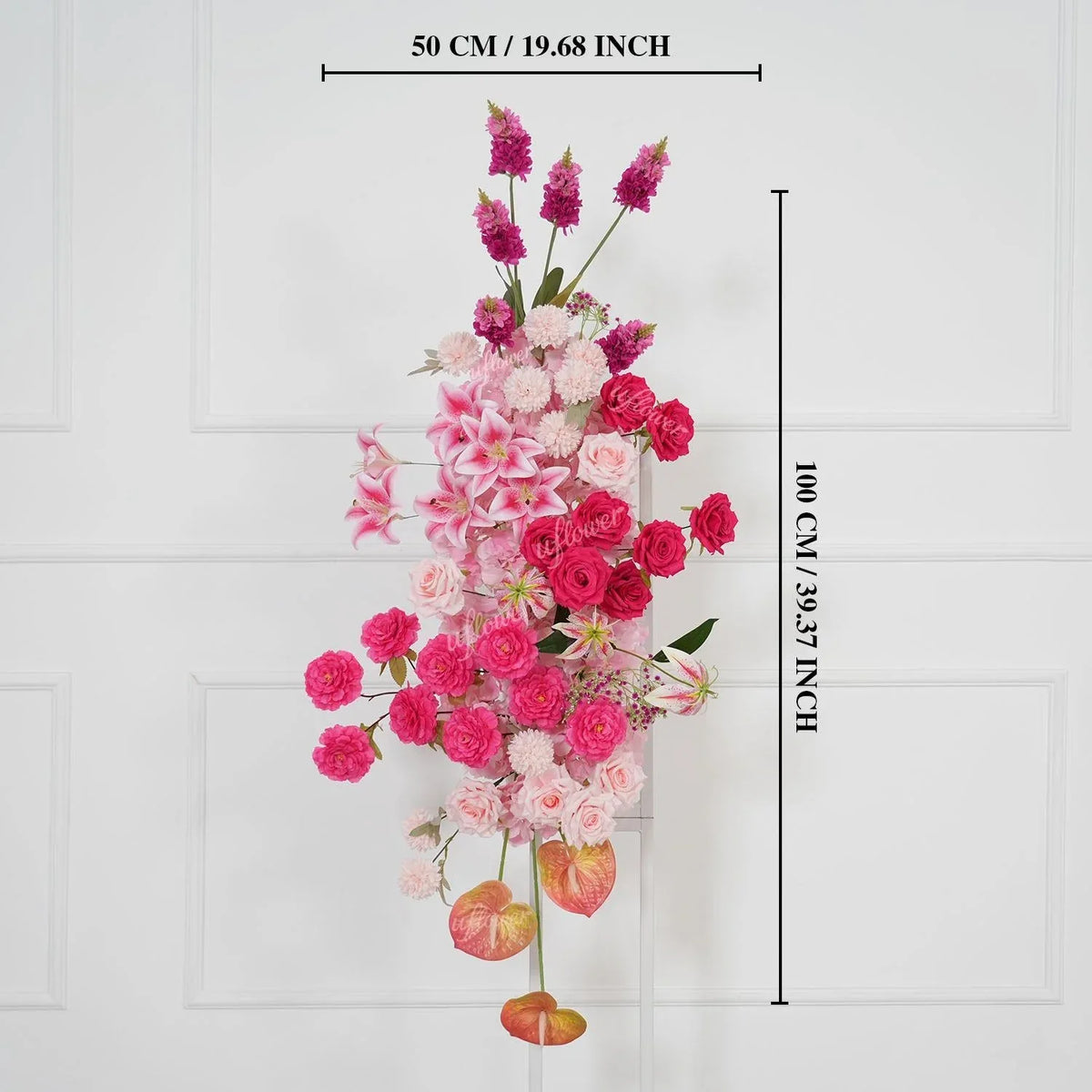 Uflower Rose Pink Floral Arrangement Wedding Backdrop Floral Props SET80193 - Uflower