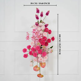 Uflower Rose Pink Floral Arrangement Wedding Backdrop Floral Props SET80193 - Uflower