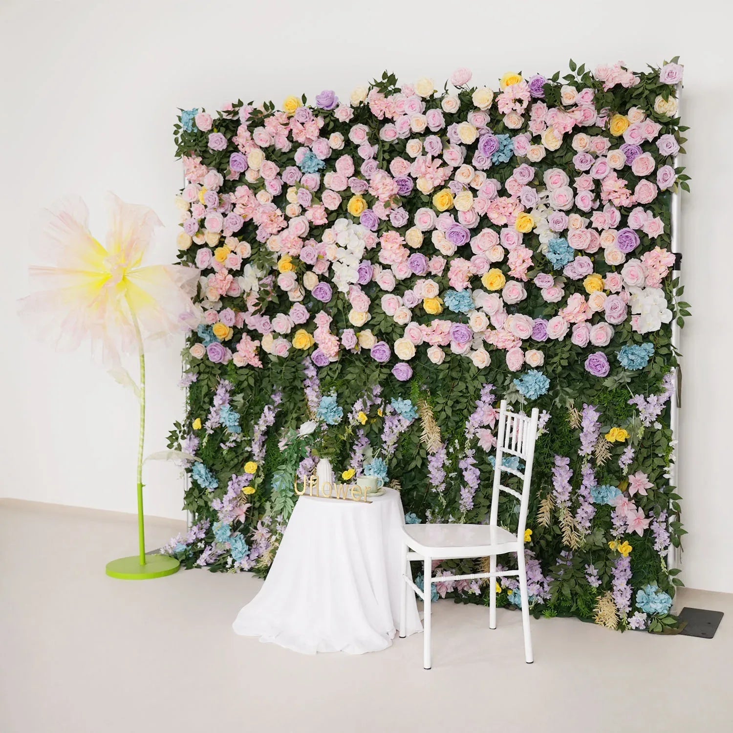 Uflower Flower Wall 3D Purple Pink Rose Floral Backdrop Wedding Party Proposal Decor SET80101 - Uflower
