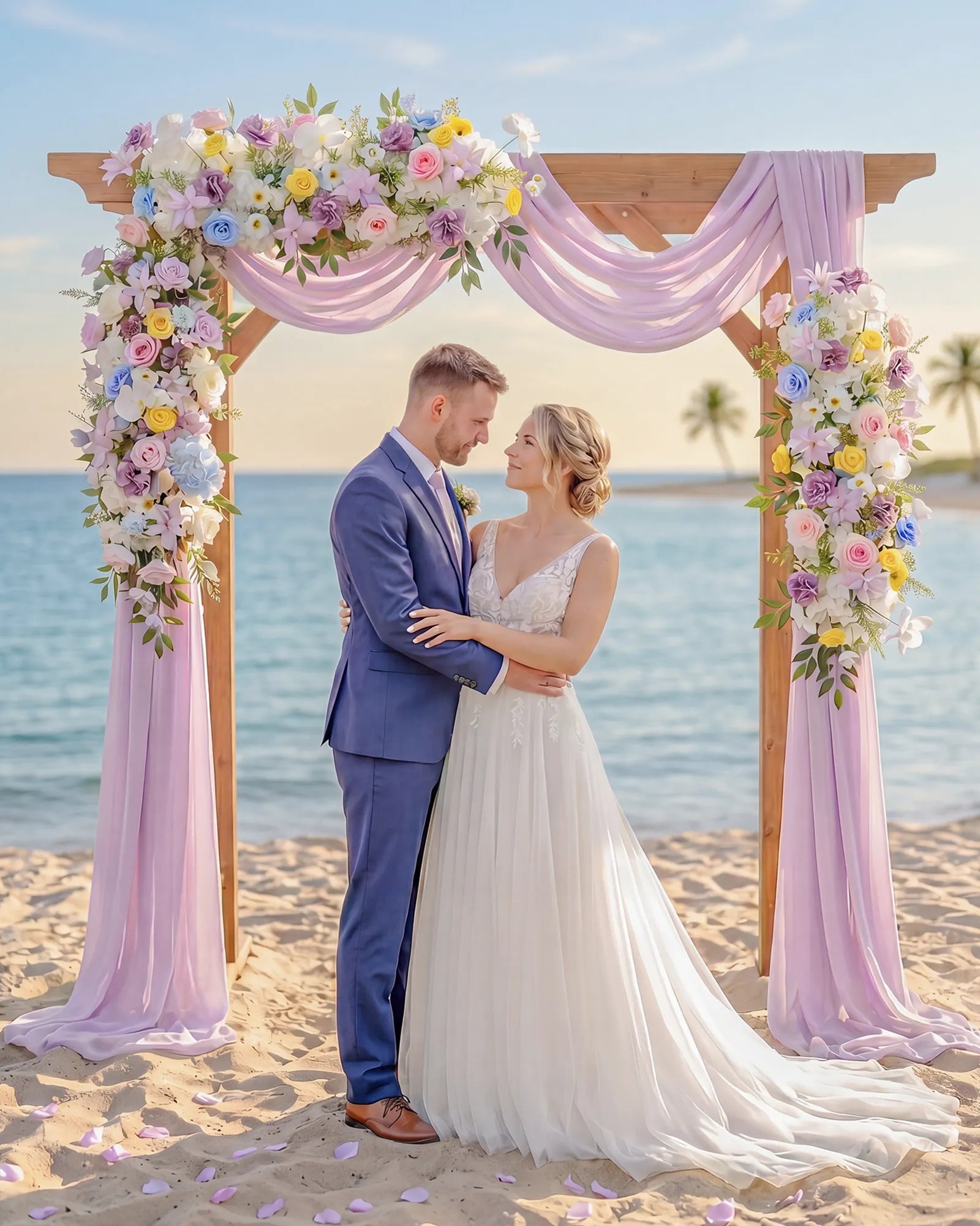 Uflower Colorful Rose Flower Row with Drapes MC89008-01