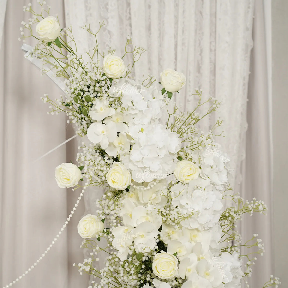 Uflower Gypsophile Blanc Arche Florale Corne Décoration de Toile de Fond pour Fête de Mariage SET80231