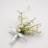 Uflower White Series With Greenery Bride Bouquet Wrist Corsage Groom Boutonniere Wedding Event Supplies SET80080-12 - Uflower