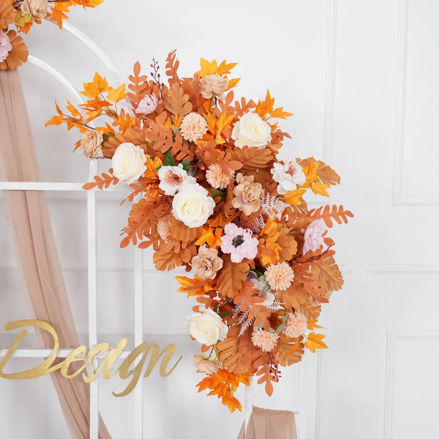 Artificial Orange Wedding KT Backdrop Flower Row Decor SET80073 - Uflower