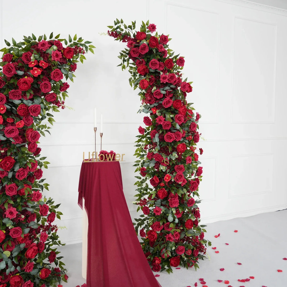 Uflower Red Rose Floral Arch Wedding Backdrop Decor SET80090 - Uflower