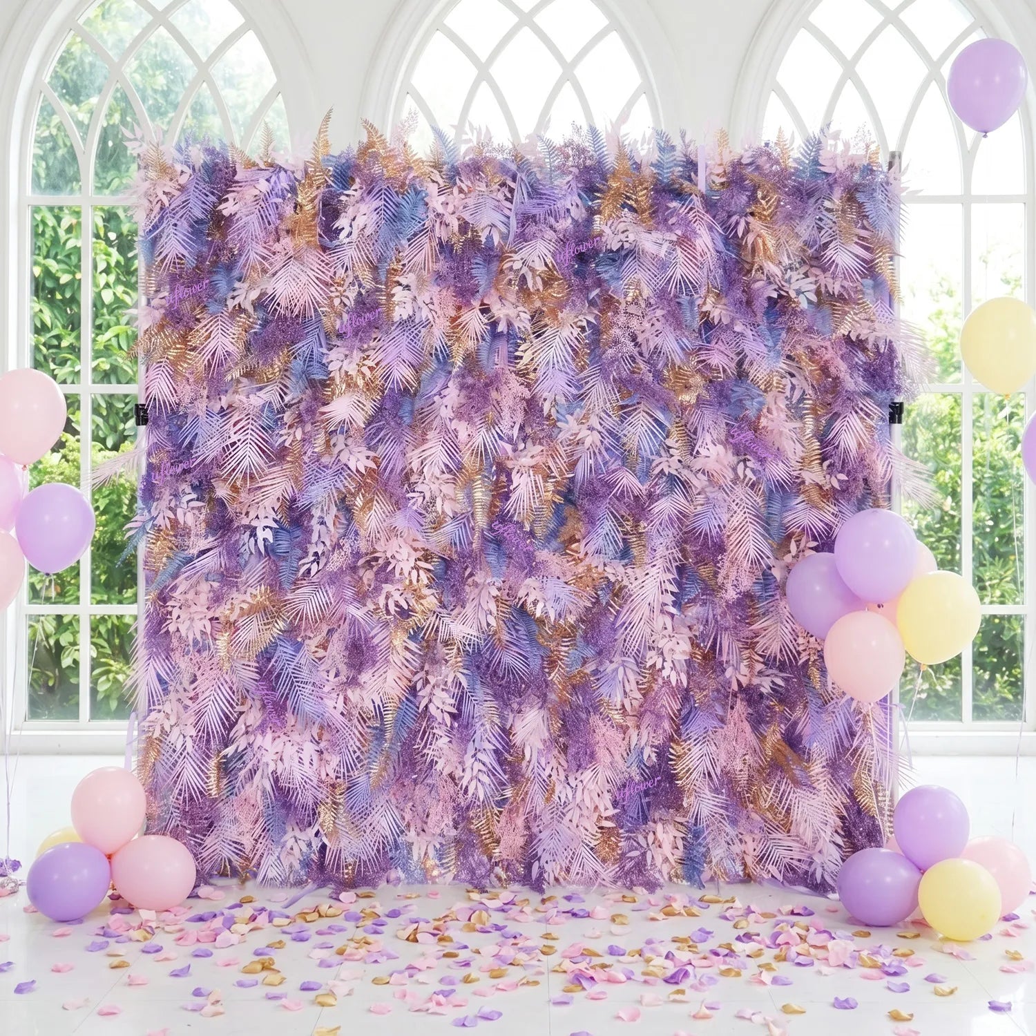 Uflower Pink Purple Flower Wall Wedding Party Decoration & Event Backdrop SET80254-01