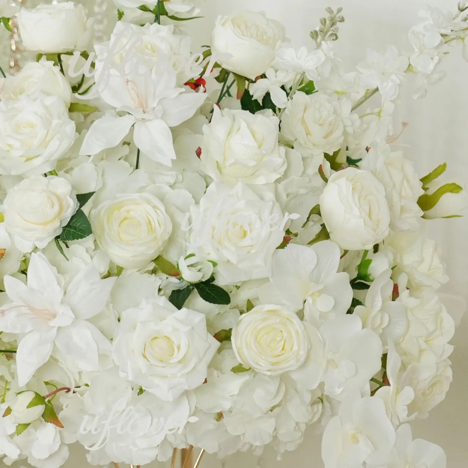 Uflower White Rose Table Runner Sofa Floral Wedding Backdrop Decor SET80146 - Uflower