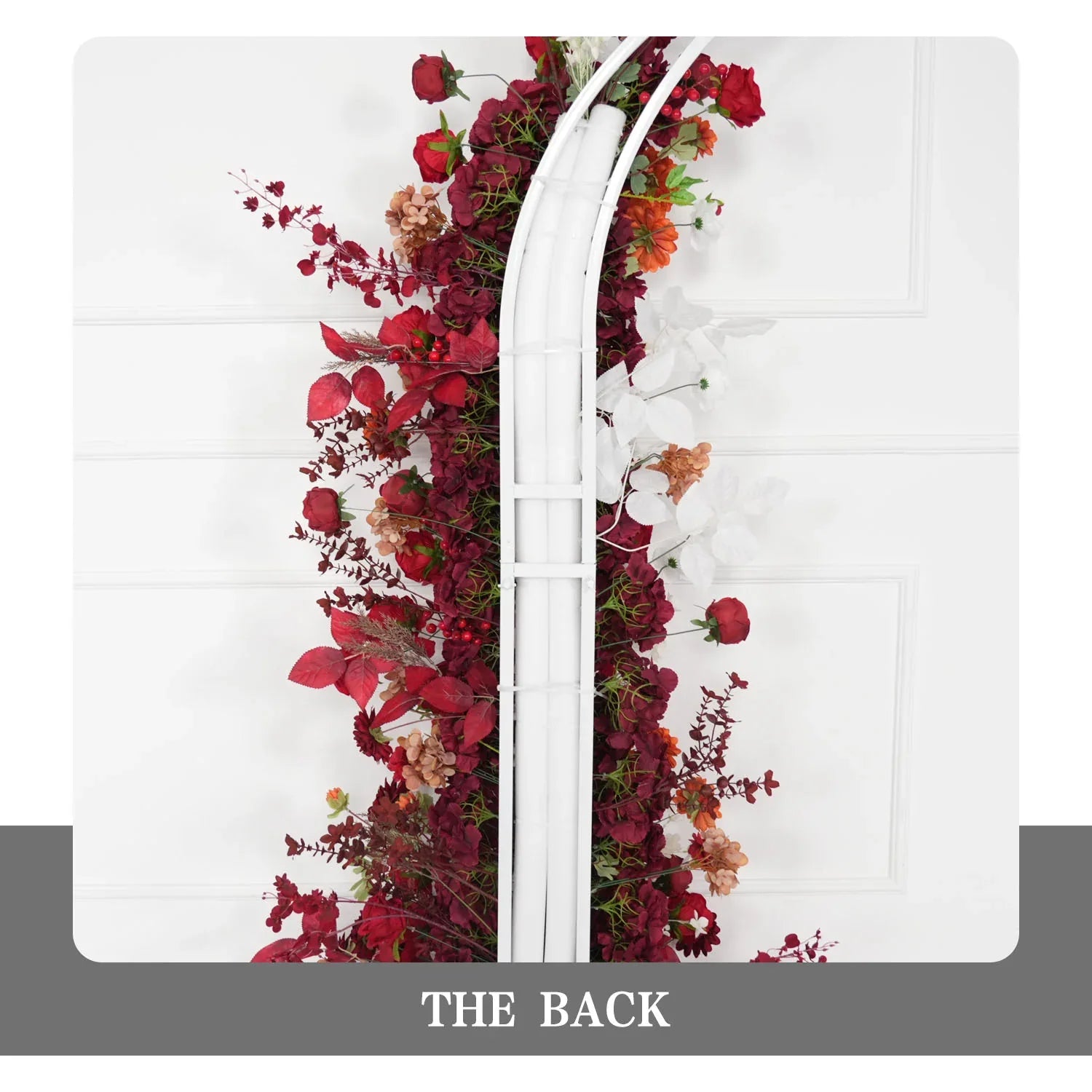 Uflower Autumn Red Rose Floral Arrangement Horn Arch Wedding Backdrop Decor SET80134 - Uflower