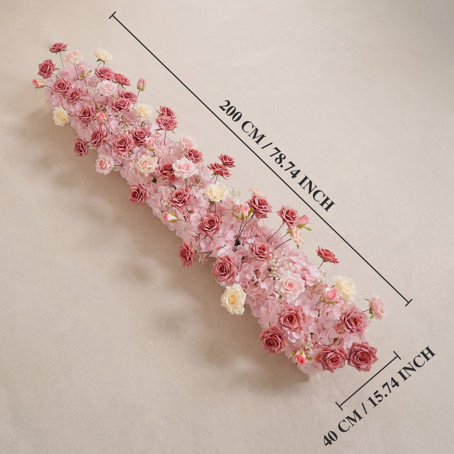 Uflower Pink Rose Floral Square Arch Wedding Party Backdrop Decoration SET80236