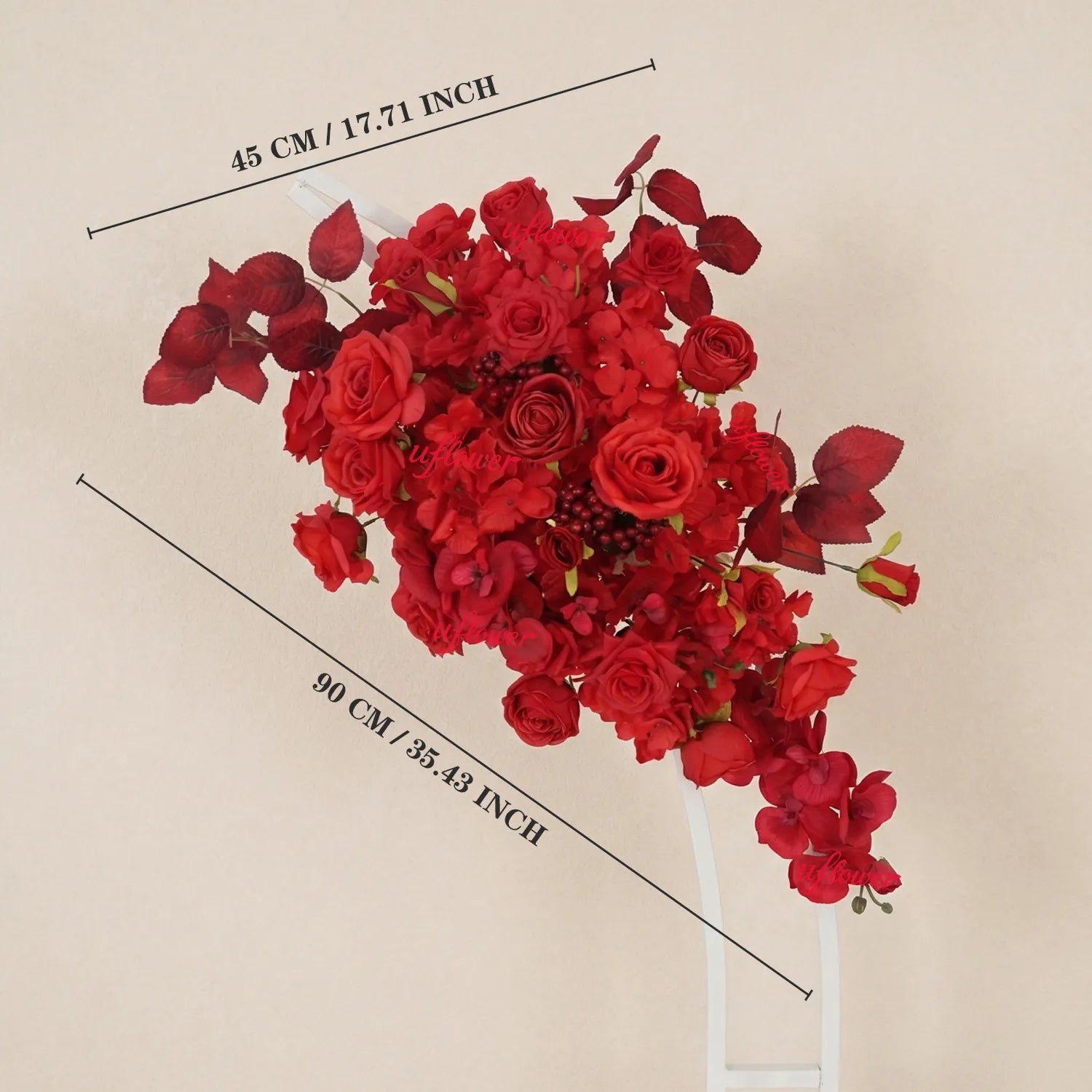 Uflower Artificial Red Rose Wedding KT Backdrop Flower Row Decor SET80203