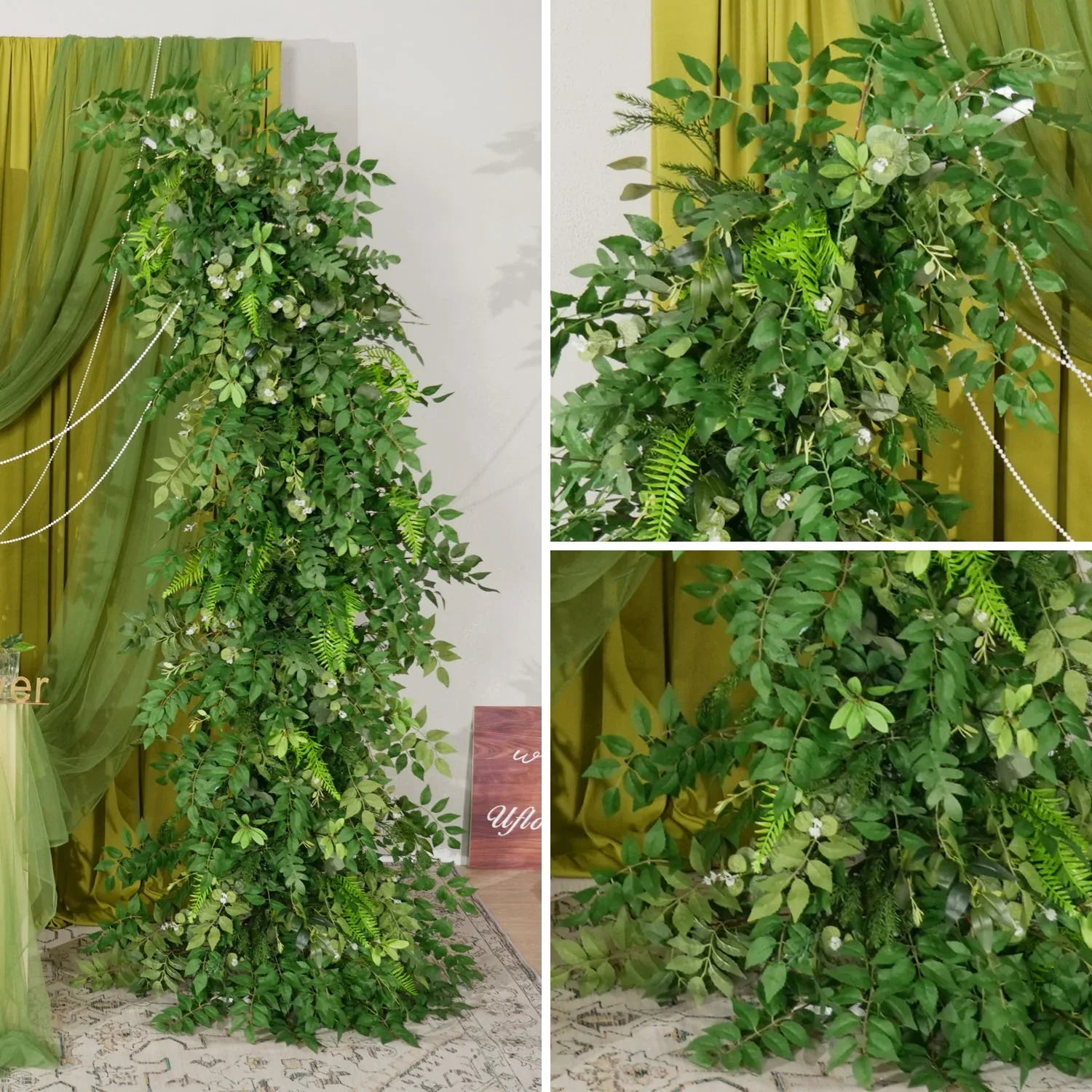 Uflower Green Leaf Horn Arch Wedding Party Backdrop Decor SET80125 - Uflower