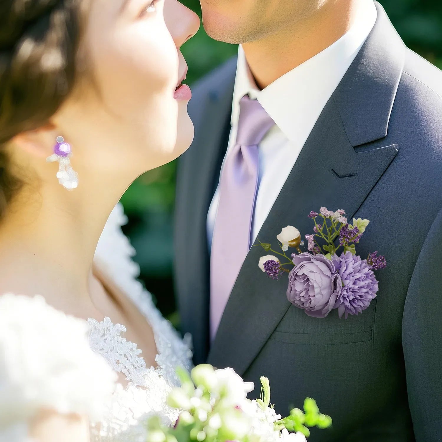 Uflower Boutonnieres in Lilac with Card MG80004-02*6