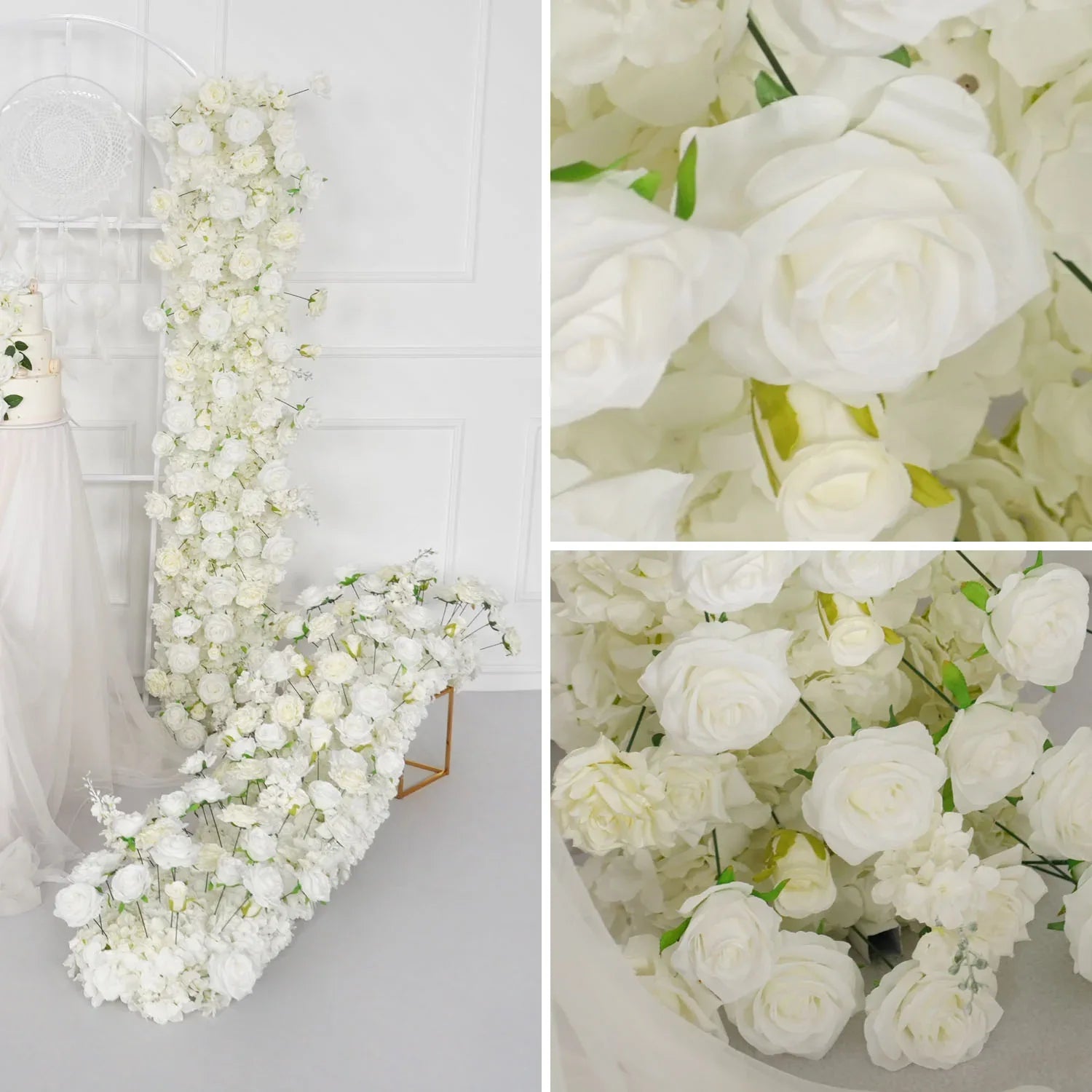 Uflower White Sofa Table Runner Floor Flower Arrangement MC80087-04 - Uflower