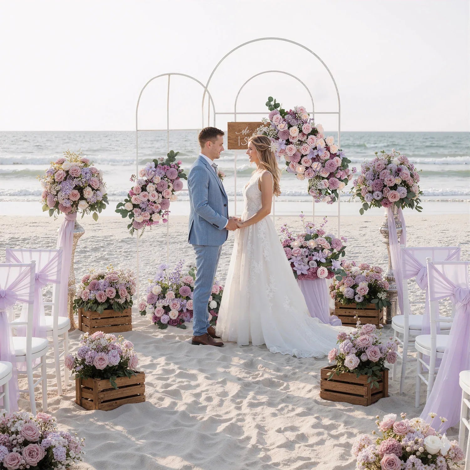 Uflower Artificial Purple Wedding KT Backdrop Flower Row Decor SET80063 - Uflower