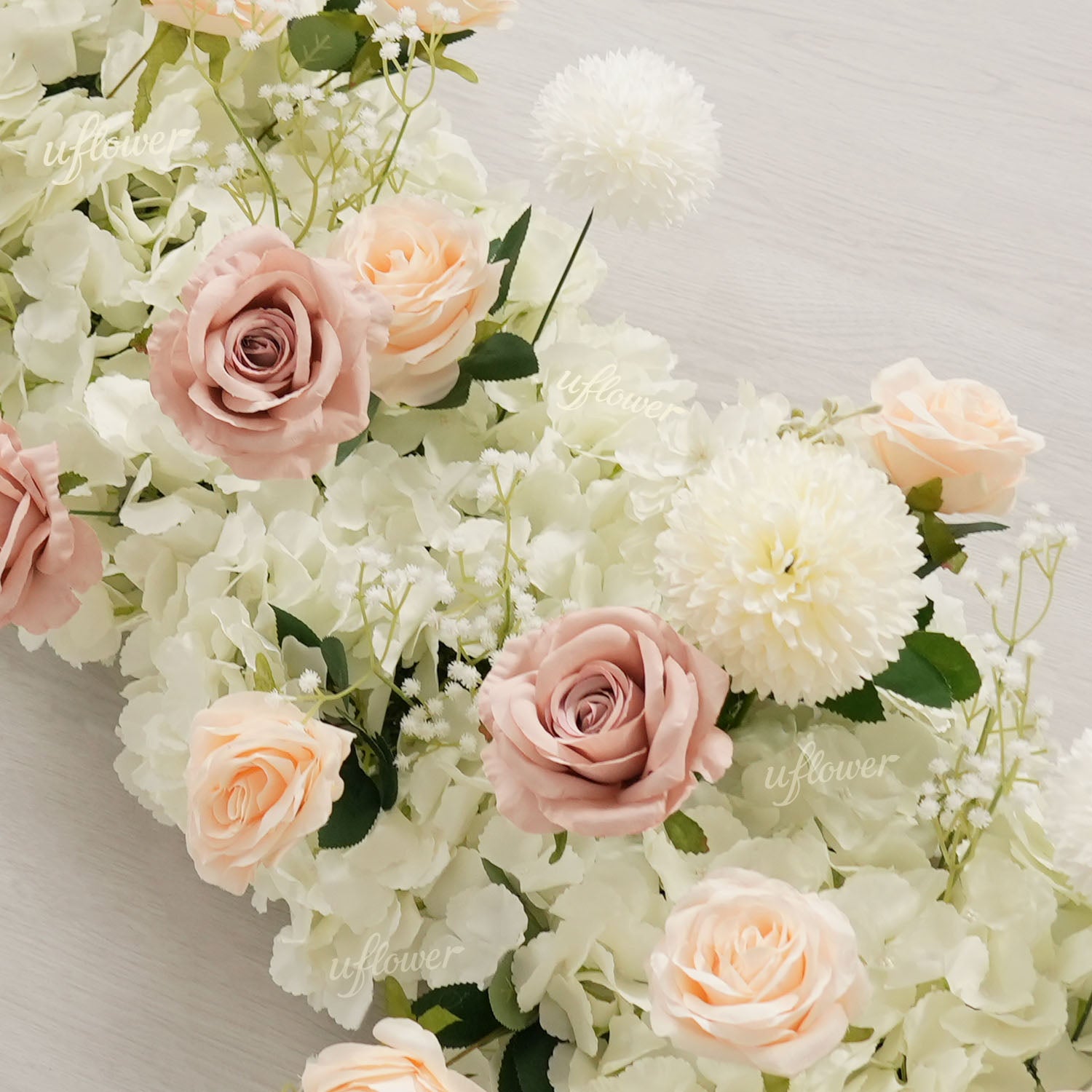 Uflower Champagne Horn Arch Baby's Breath Wedding Backdrop Party Event Decor Props SET80223
