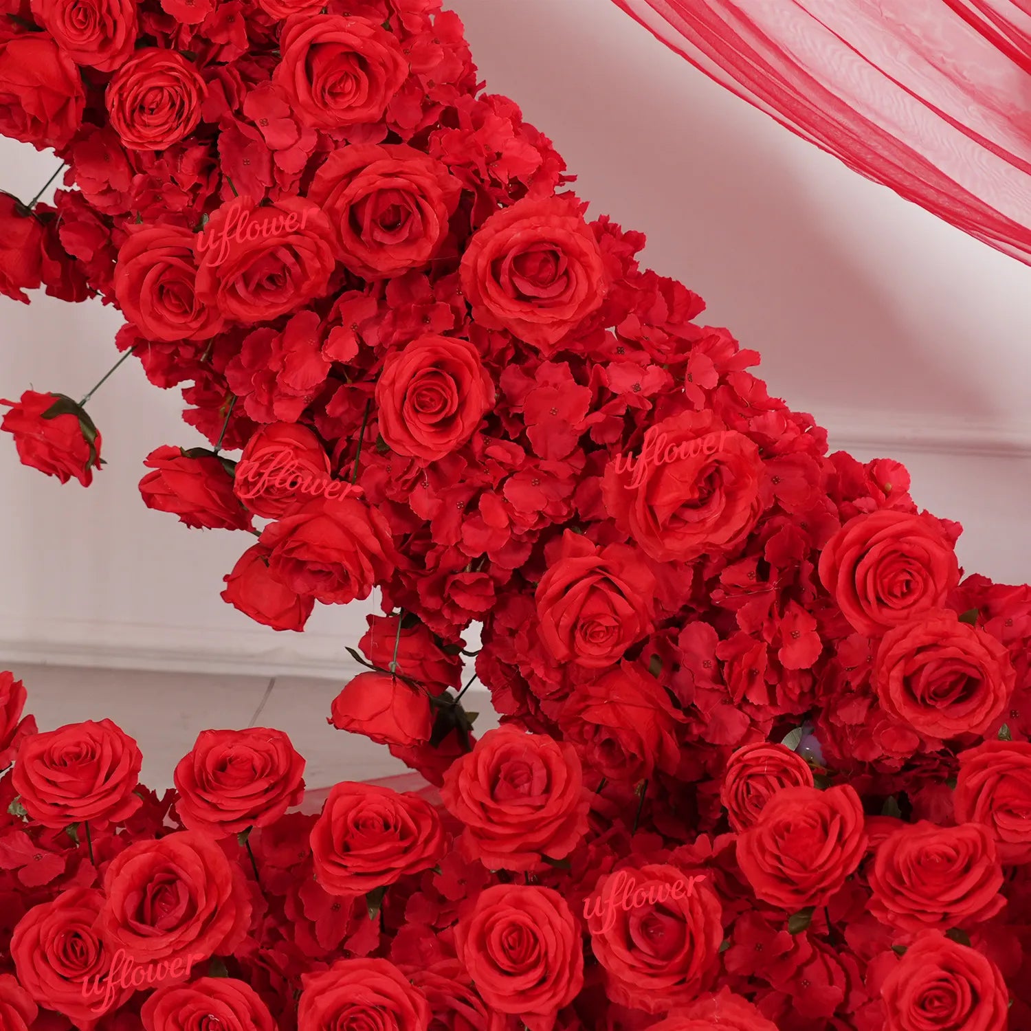 Uflower Red Rose Wedding Arch Heart Arch Decor SET80237