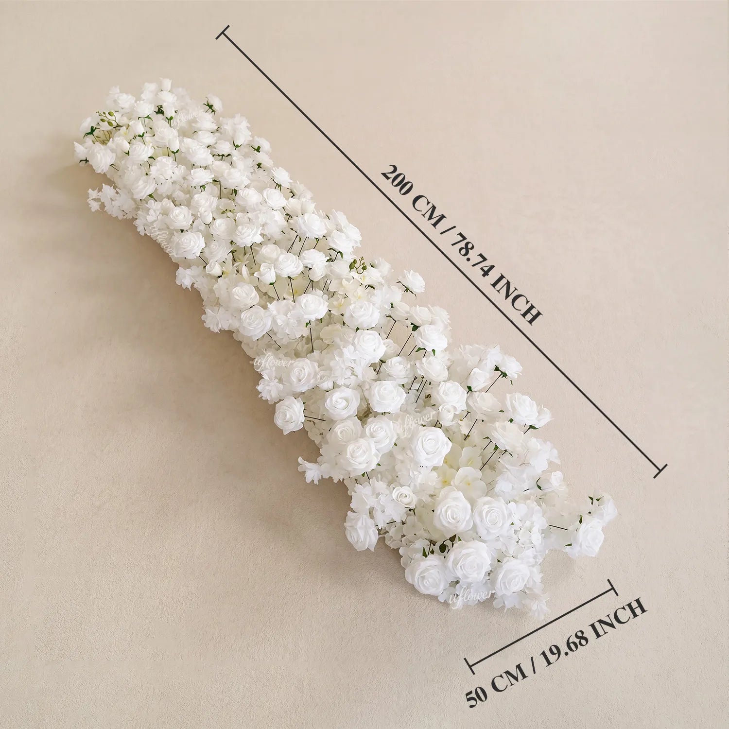 Uflower White Rose Flower Row Wedding Background Square Arch SET80256-01