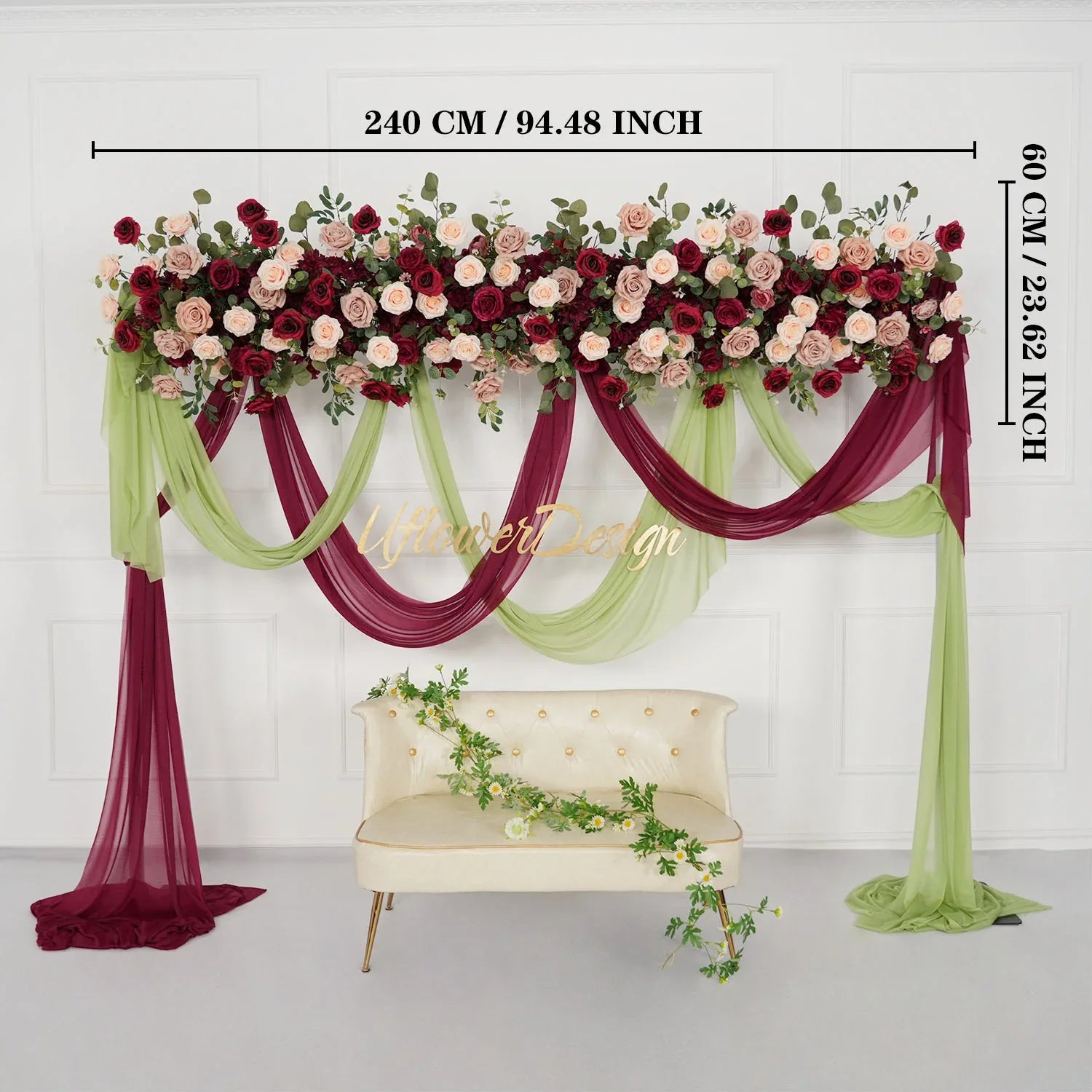 Uflower Artificial Rose Flower Row Wedding KT Backdrop Decor MC80062-01 - Uflower