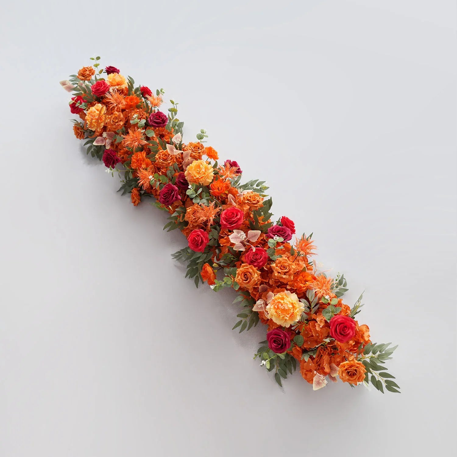 Uflower Orange Red Rose Floral Square Arch Wedding Party Ceremony Backdrop Decor SET80194 - Uflower