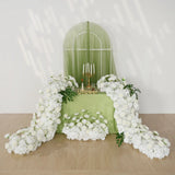 Uflower White Rose Table Runner Sofa Floral Wedding Backdrop Decor SET80120 - Uflower