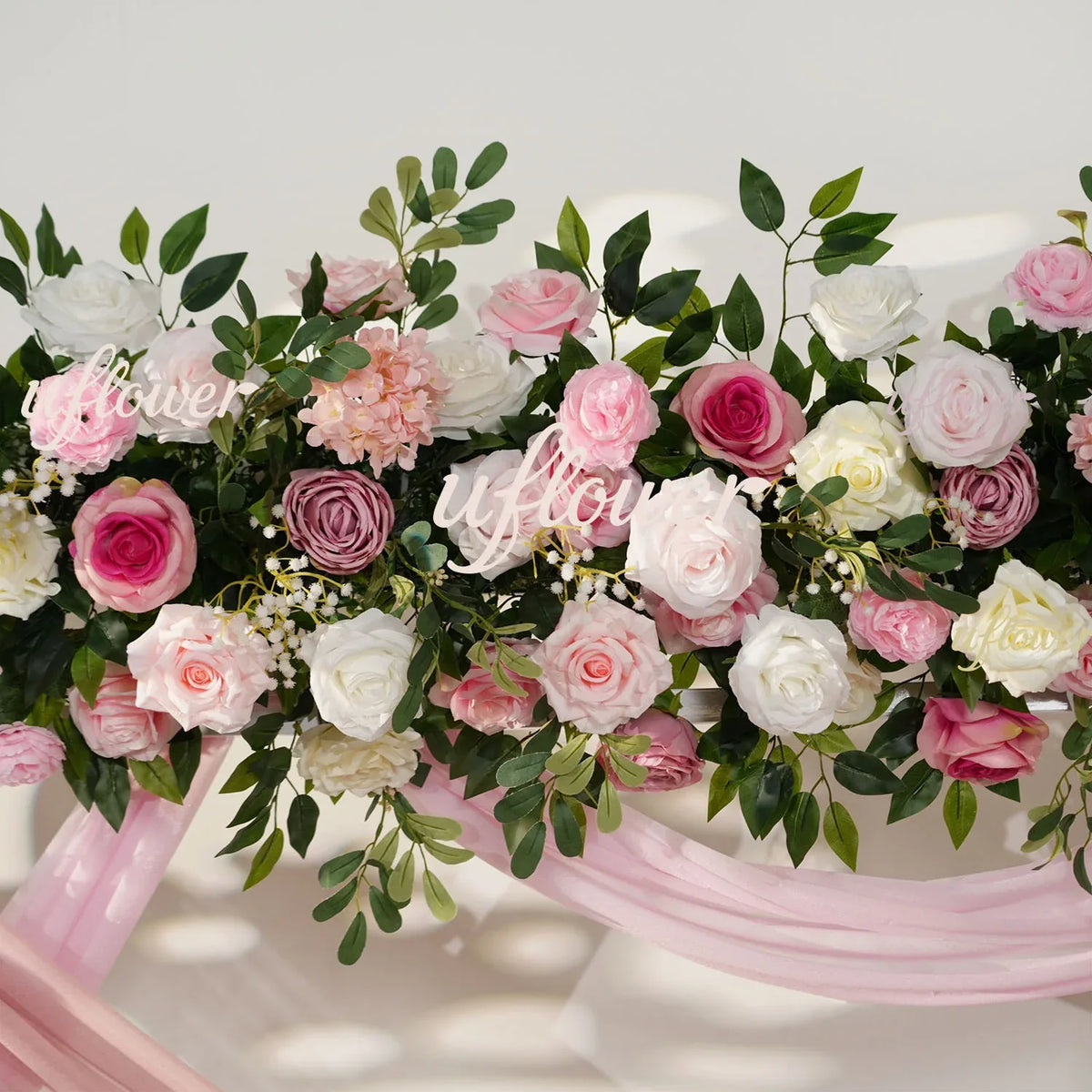 Artificial Pink Rose Flower Arrangement Wedding Backdrop Decor Props SET80142 - Uflower