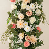Uflower Pink White Greenery Horn Arch Wedding Backdrop Party Event Decor Props SET80252-01