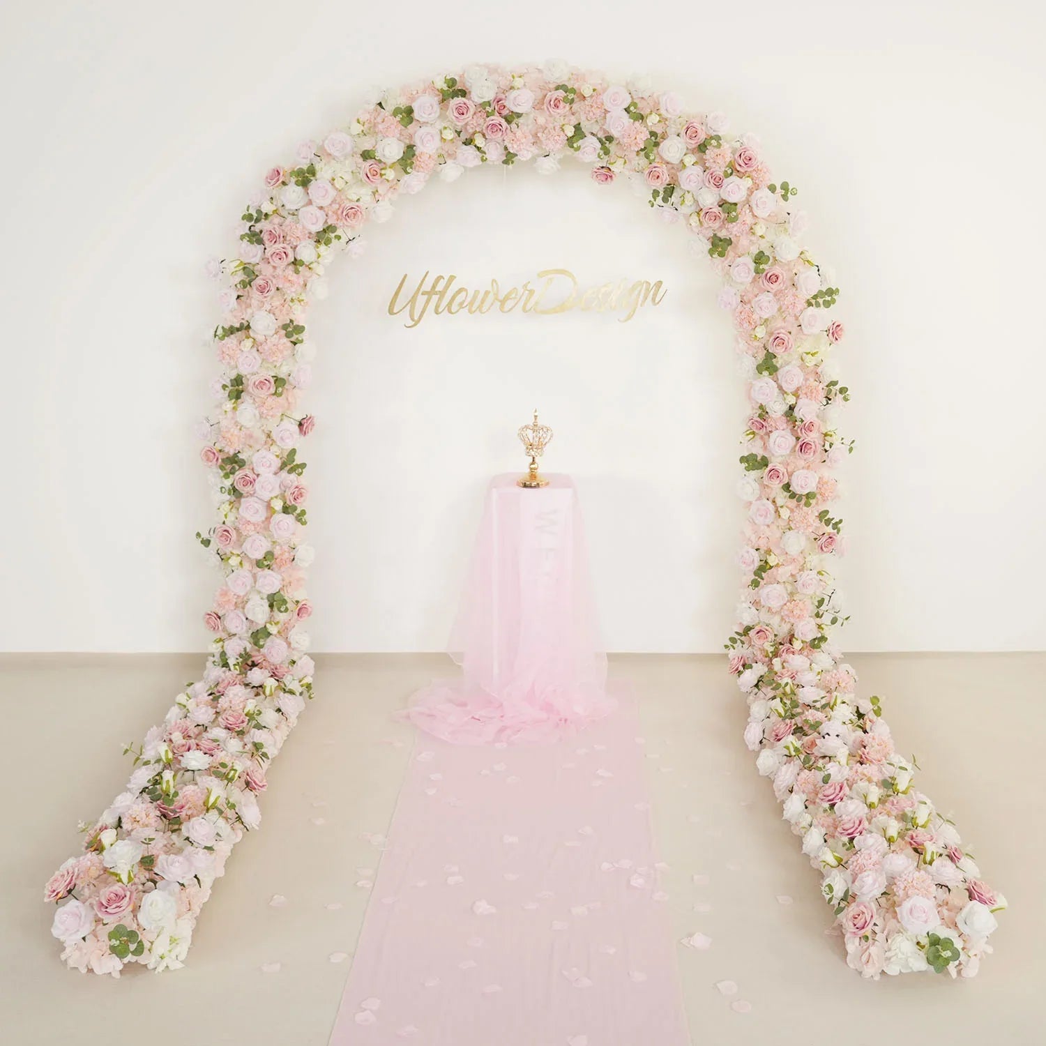 Uflower Pink Series Wedding Backdrop Arch Decor Floral Arrangement SET80097 - Uflower