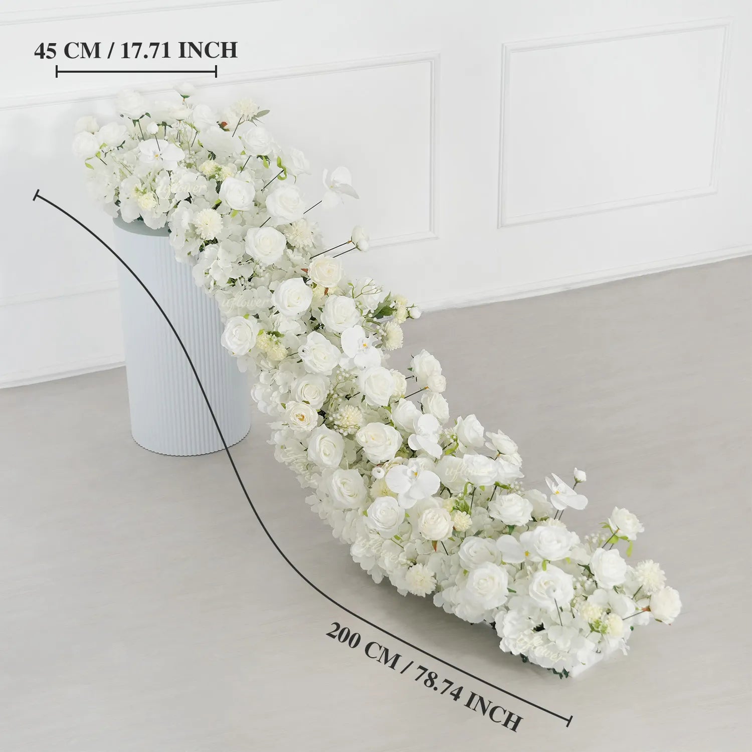 Uflower White Rose Floral Row Decor Wedding Backdrop Door Arch SET80218