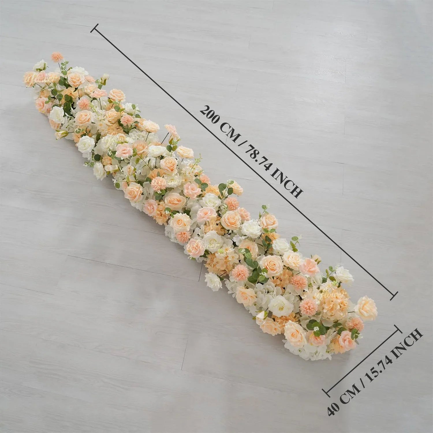 Uflower Champagne Rose Floral Square Arch Wedding Party Backdrop Decoration SET80173 - Uflower