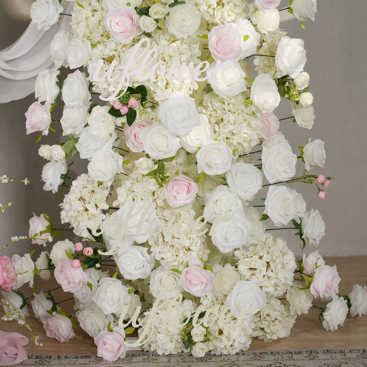 Uflower Pink White Rose Floral Horn Arch Wedding Party Backdrop Decor SET80143 - Uflower