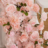 Chemin de table rose Uflower, décor floral de canapé, toile de fond de mariage SET80213