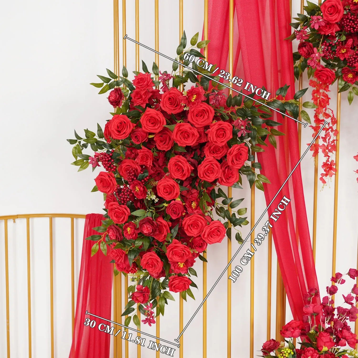 Uflower Artificial Red Wedding KT Backdrop Flower Decor SET80059 - Uflower