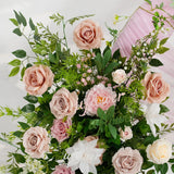 Uflower Pink Rose Green Leaf Hang Flower Floor Floral Wedding Party Event Props SET80148 - Uflower