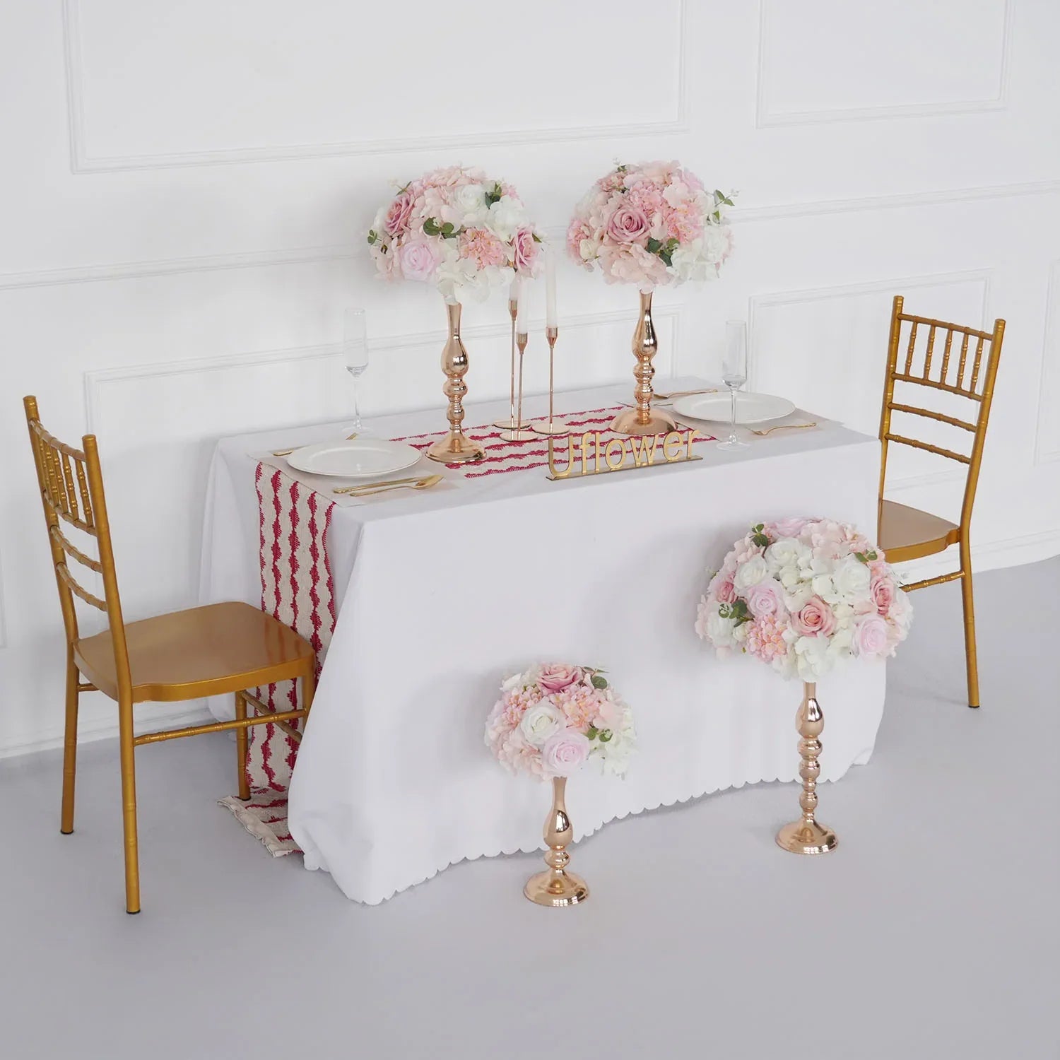 Uflower Pink Table Centerpiece Floral Ball Wedding Table Decoration MB80057 - Uflower