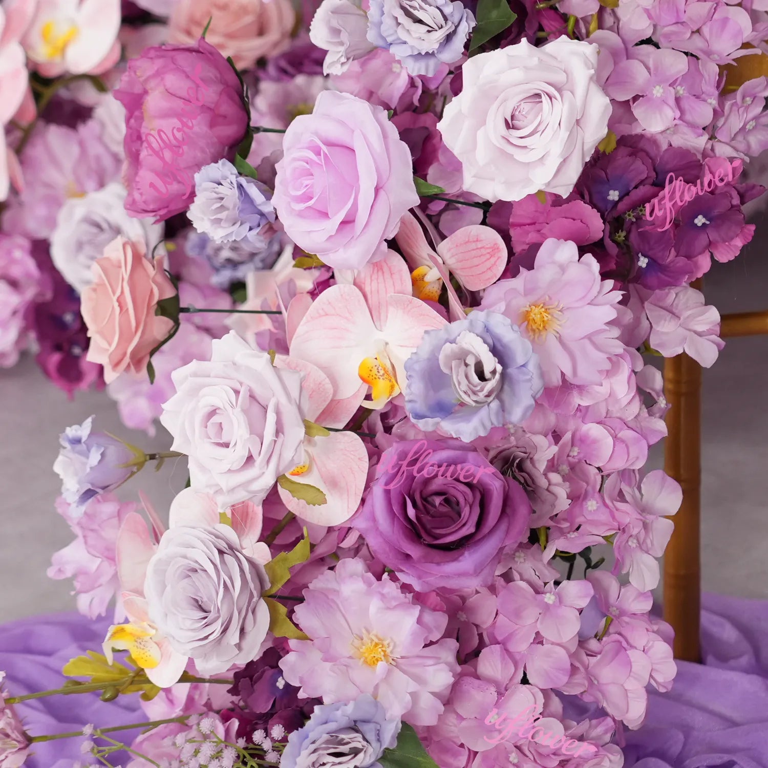 Uflower Purple Rose  Floral Door Arch Wedding Party Backdrop Decor SET80239