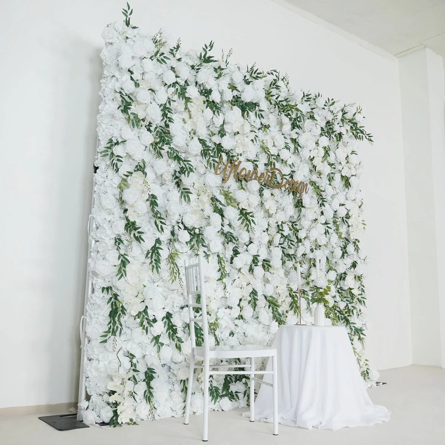 Uflower Artificial White Rose 5D Wedding Flower Wall SET80095 - Uflower