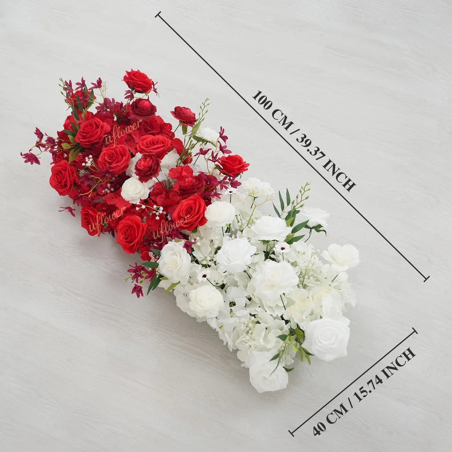 Uflower Artificial Red White Rose Flower Row Wedding KT Backdrop Decor SET80196 - Uflower